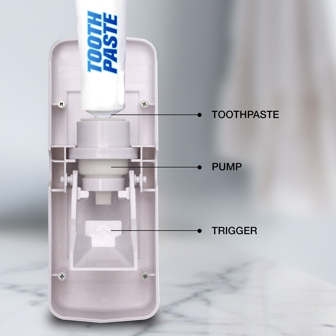 Press 2 Paste - Hands Free Automatic Toothpaste Dispenser and Toothbrush Holder