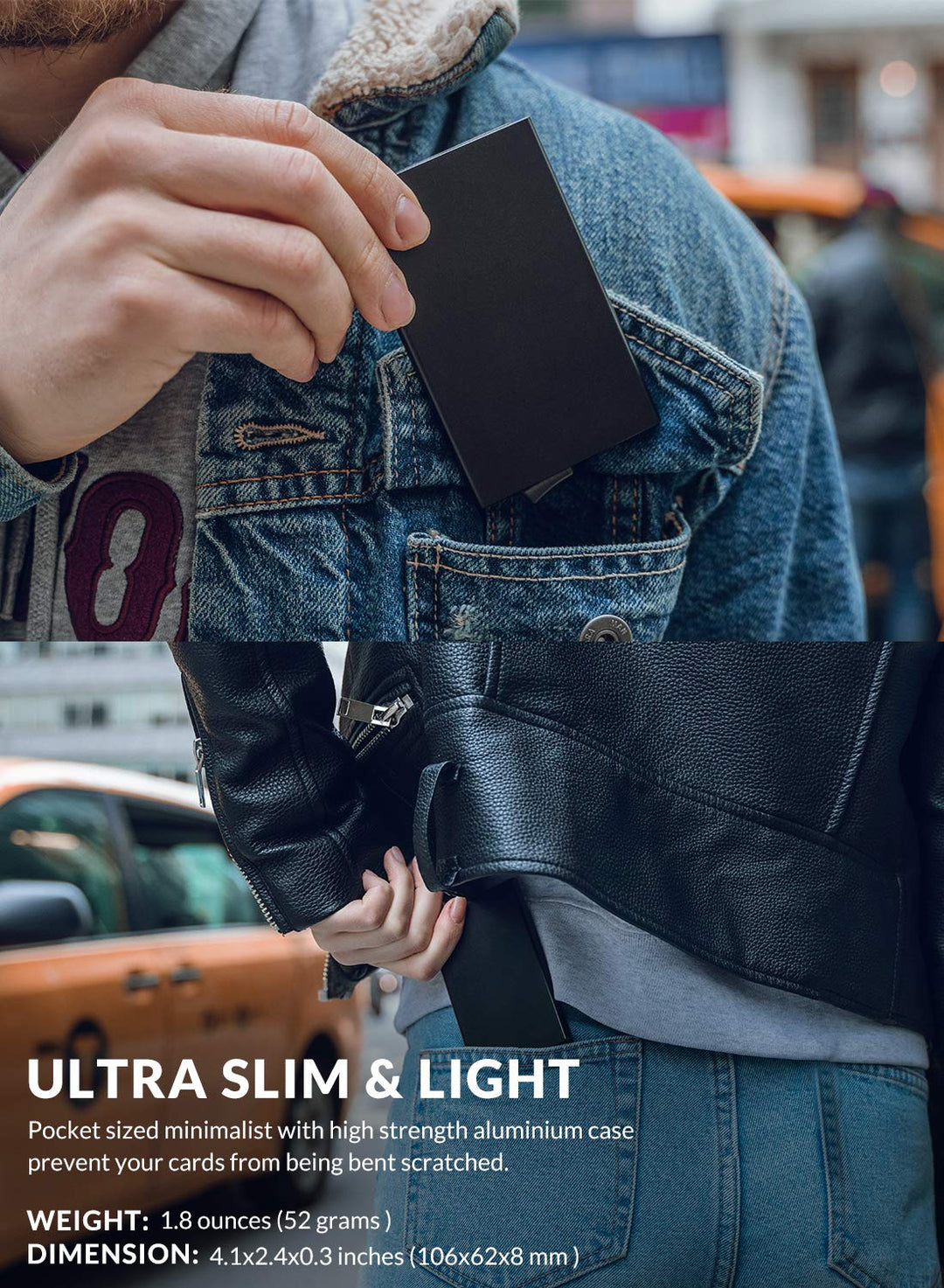 Pop Up Wallet, Slim Minimalist Credit Card Holder For Men and Women RFID Blocking Mini Metal Case Wine