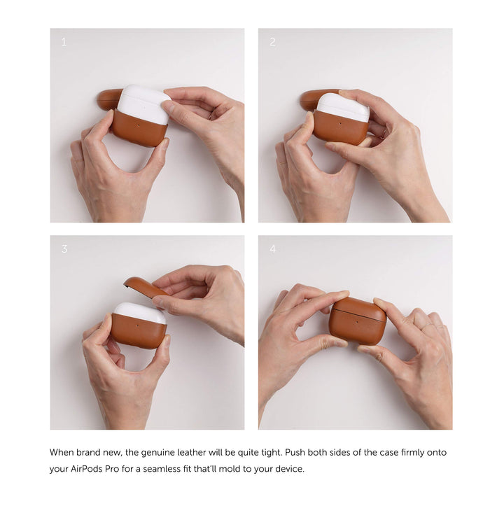 Leather Case for AirPods Pro – Handcrafted Fully-Wrapped Genuine Italian Leather case – Support Wireless Chargers – Compatible with AirPods Pro, Airpods Pro 2 (Black)