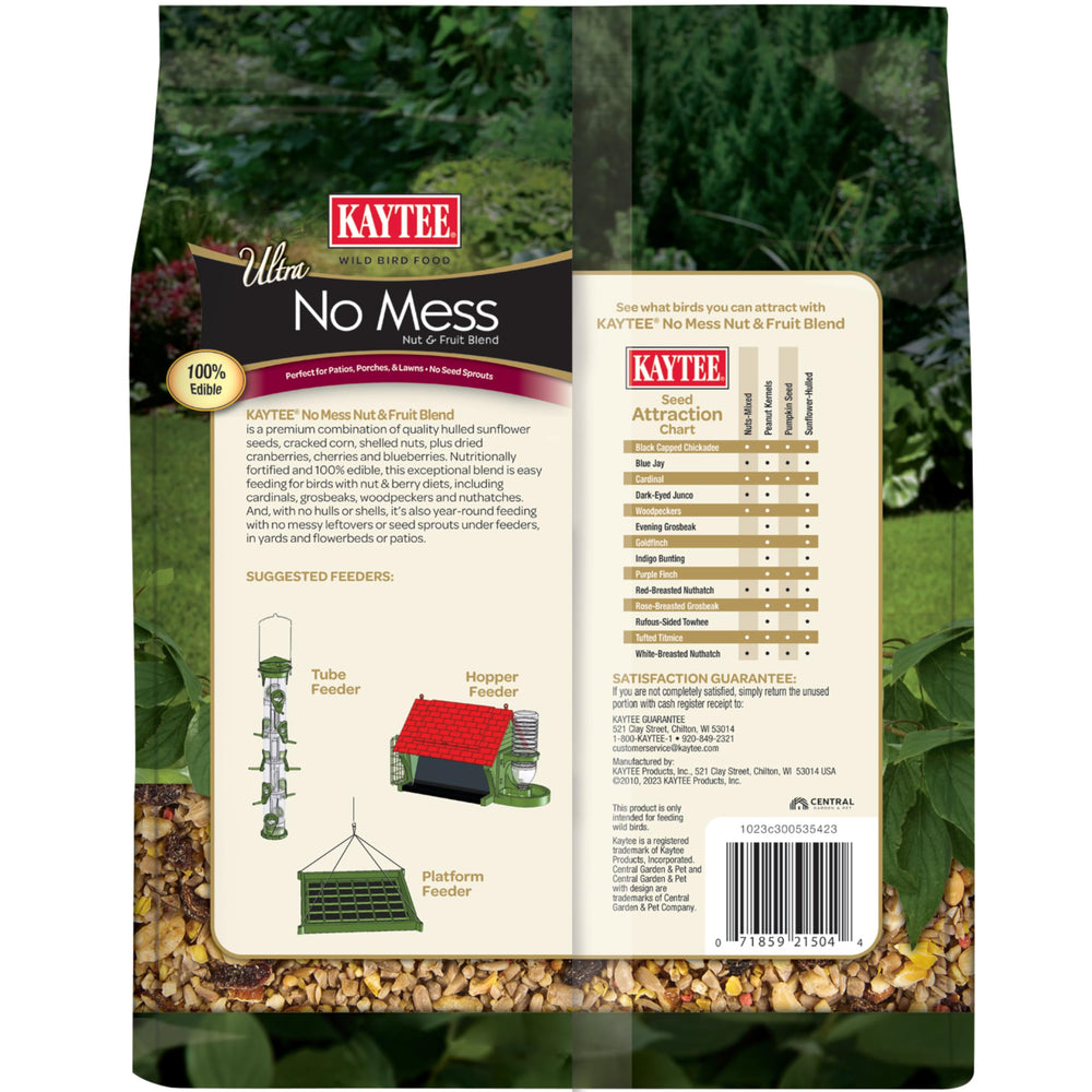 Wild Bird Ultra No Mess Nut & Fruit Food Seed Blend For Blue Jays, Woodpeckers, Juncos, Cardinals, Grosbeaks, Sparrows, and Finches, 5.5 Pound