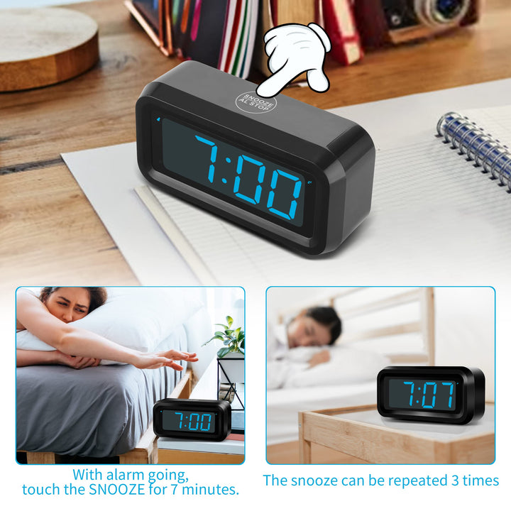 Digital Clock, Battery Operated Clock, Cordless, Small LED Clock, 1.2&#39;&#39; Sparkling Red LED Number Display, Snooze, Alarm Clock for Heavy Sleepers, Clock for Bedroom Bathroom Kitchen