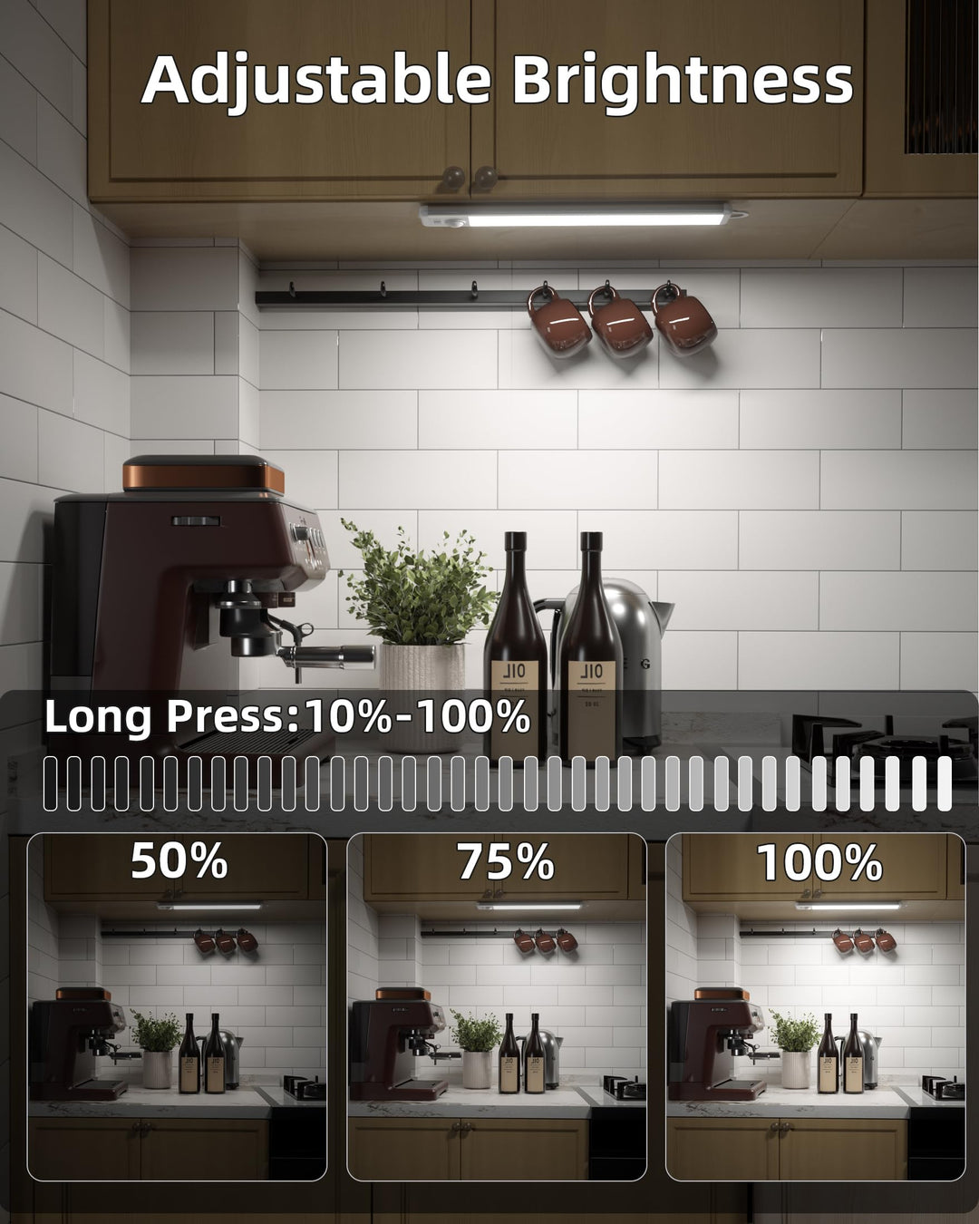 Under Cabinet Lights Motion Sensor: 66-Led Closet Light Wireless Magnetic Counter for Kitchen 1000mAh USB Rechargeable Led Wardrobe Stairs Hallway Indoor 9.0 inch 2Pcs