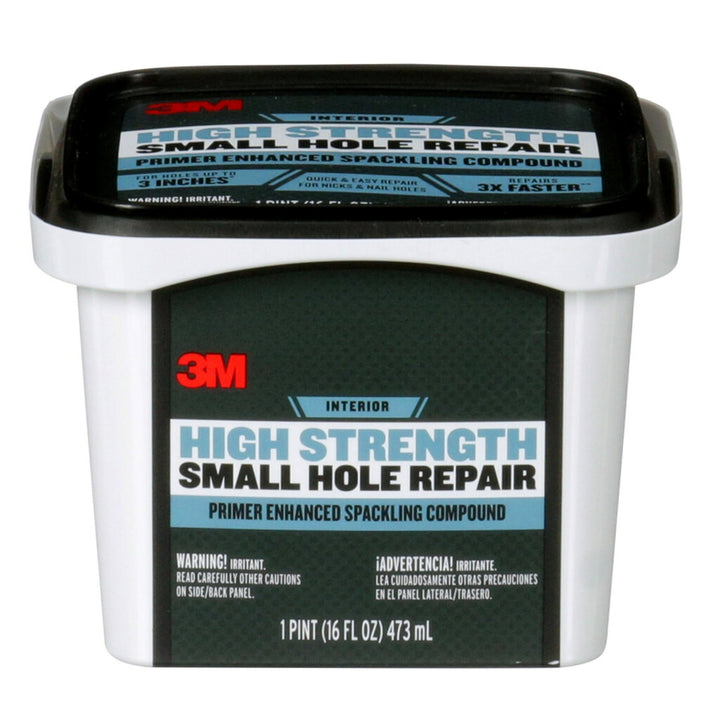 3M High Strength Spackling Compound, 16 oz., Small Hole Repair Primer Enhanced Spackling Compound, Quick & Easy Repair For Nicks & Nail Holes, No Shrinking, Cracking or Sagging (SHR-16-BB)