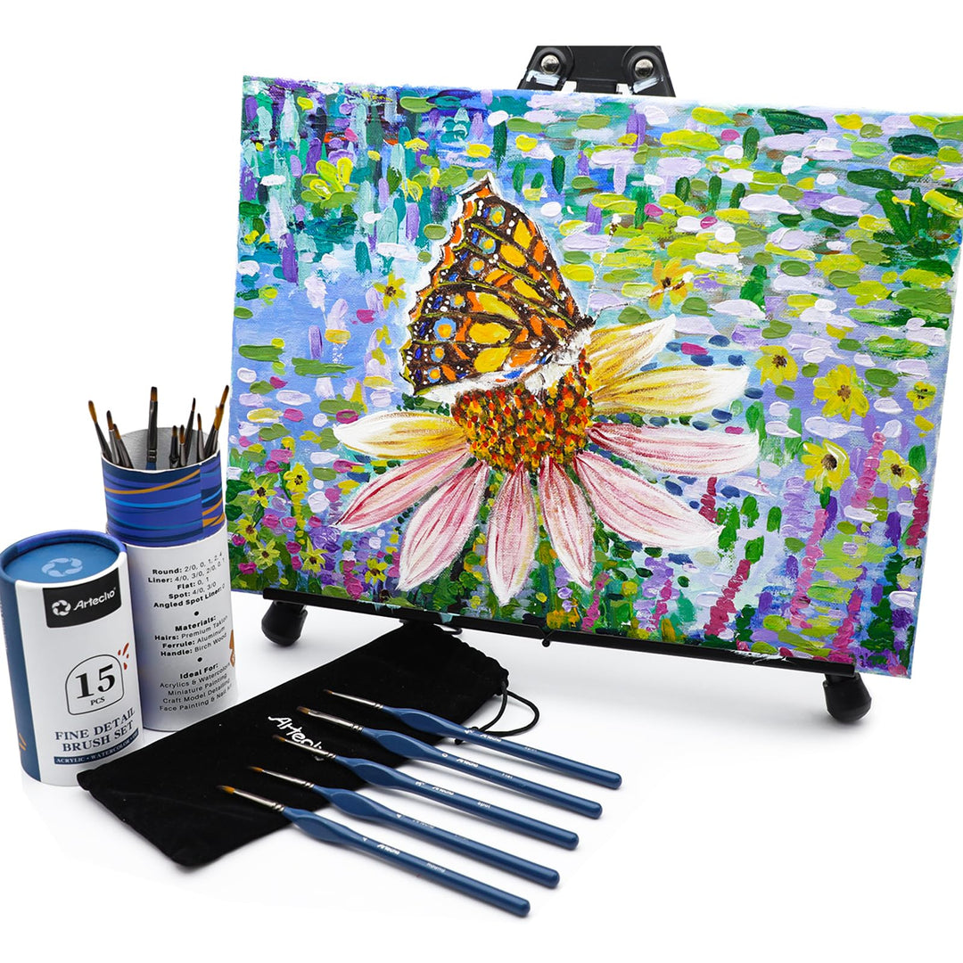 Artecho 15pcs Fine Detail Paint Brushes Set, Miniature 