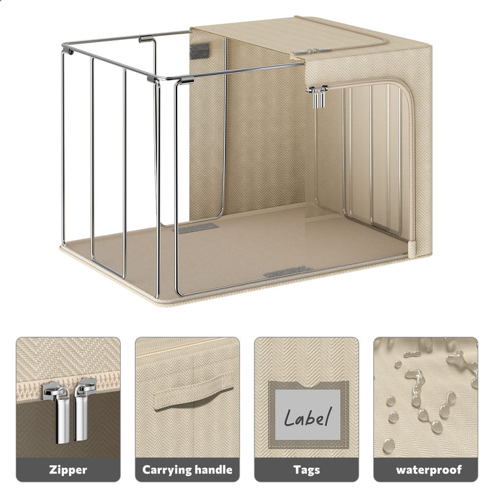 Foldable Clothes Storage Bins 2 Pack, Stackable Metal F