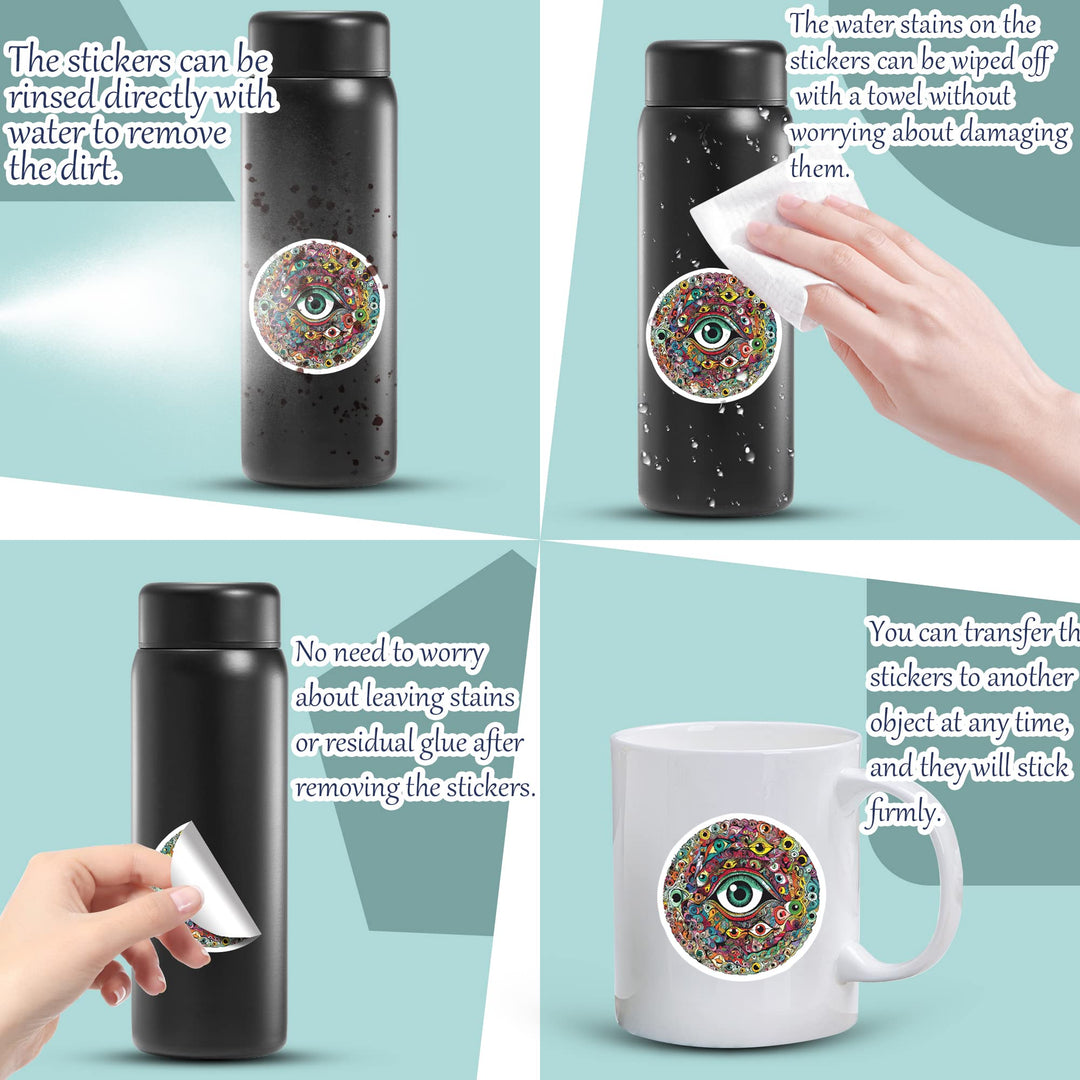 100Pcs Hippie Stickers for Adults, Peace Love Stickers Vinyl Waterproof Stickers for HydroFlask Water Bottle Laptop Computer Skateboard