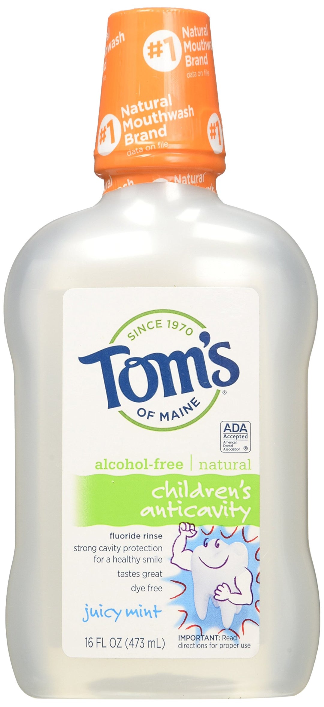 Tom&#39;s of Maine - Children&#39;s Natural Fluoride Rinse Anticavity Alcohol-Free Juicy Mint - 16 oz