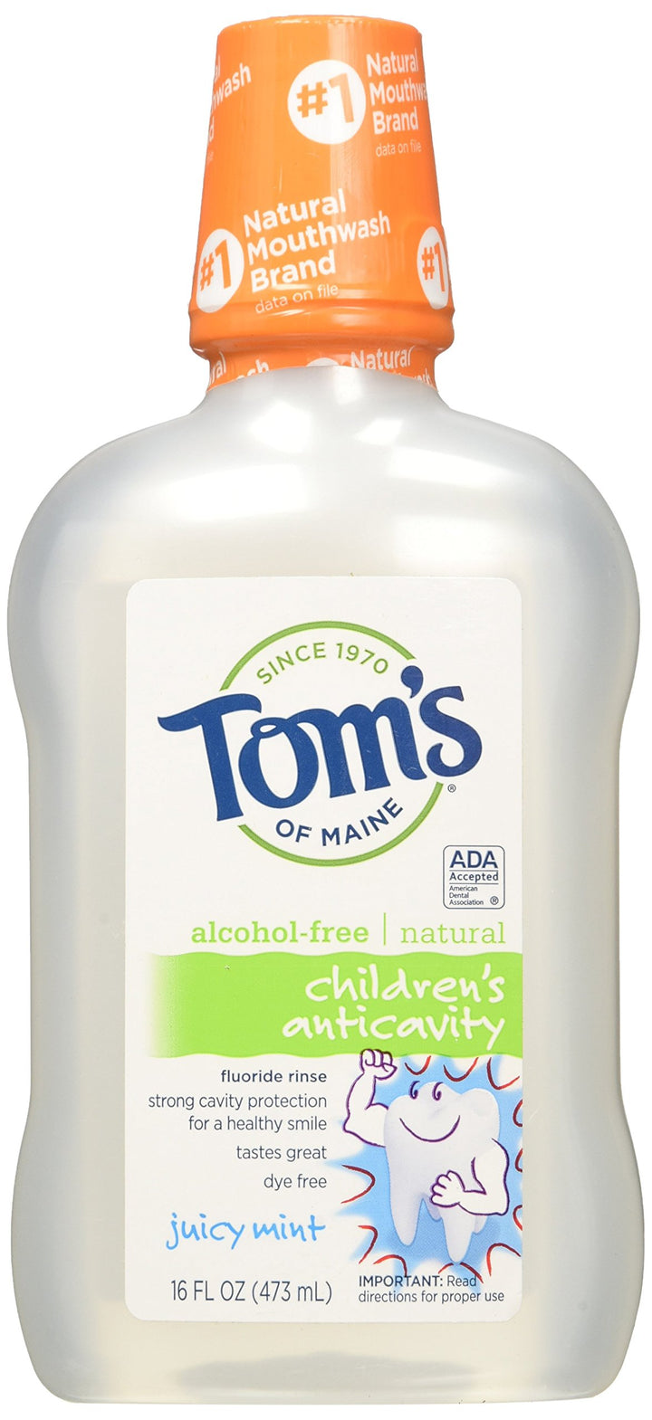 Tom&#39;s of Maine - Children&#39;s Natural Fluoride Rinse Anticavity Alcohol-Free Juicy Mint - 16 oz