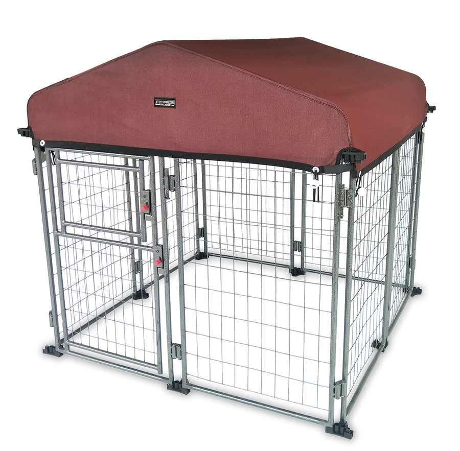 My Pet Companion Dog Kennel with Roof Cover (4.5’) - Weather Resistant / Covered / Heavy Duty / Outdoor / Winter Welded Wire Pet Kennel for Medium Sized Dogs - Easy to Assemble