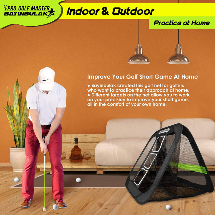 2 in 1 Golf Chipping Practice Net Backyard Driving 2.5&#39;×2.5&#39; Golf Accessories for Men Women Souvenirs, 1 Pack
