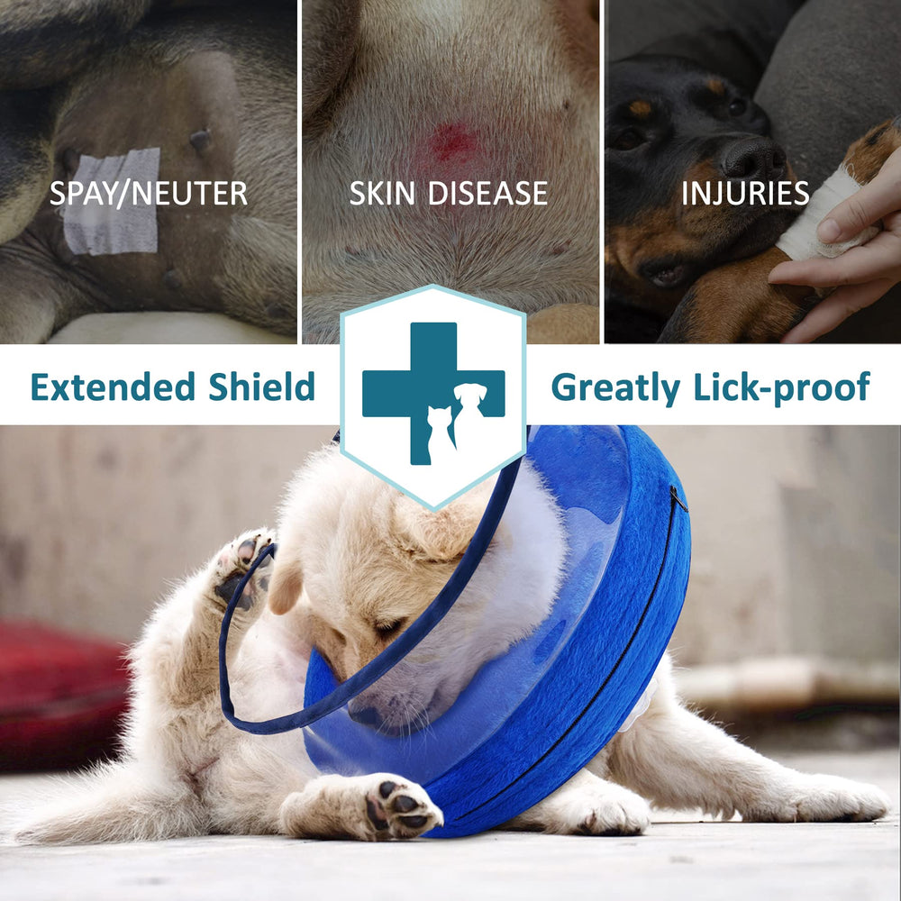 Soft Inflatable Dog Cone Collar for Dogs After Surgery with Enhanced Anti-Licking for Unrestricted in Daily Life, Pack of One, Blue (Size 6)