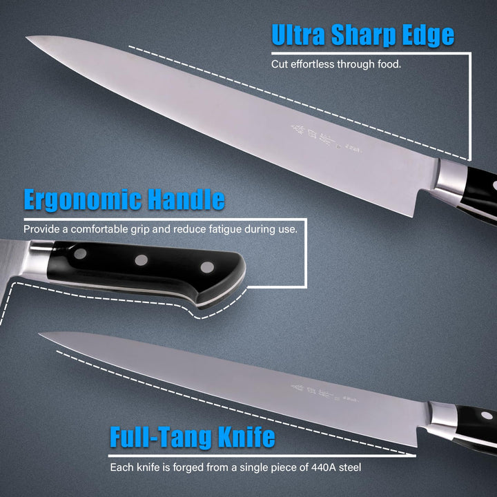 Japanese Chef Knife 9.5 inch, Professional Gyuto Chef Knife, High Carbon Stainless Steel Sharp Sashimi Knife with Blue Ergonomic Handle, Sushi Knife for Household or Valentines Day Gifts