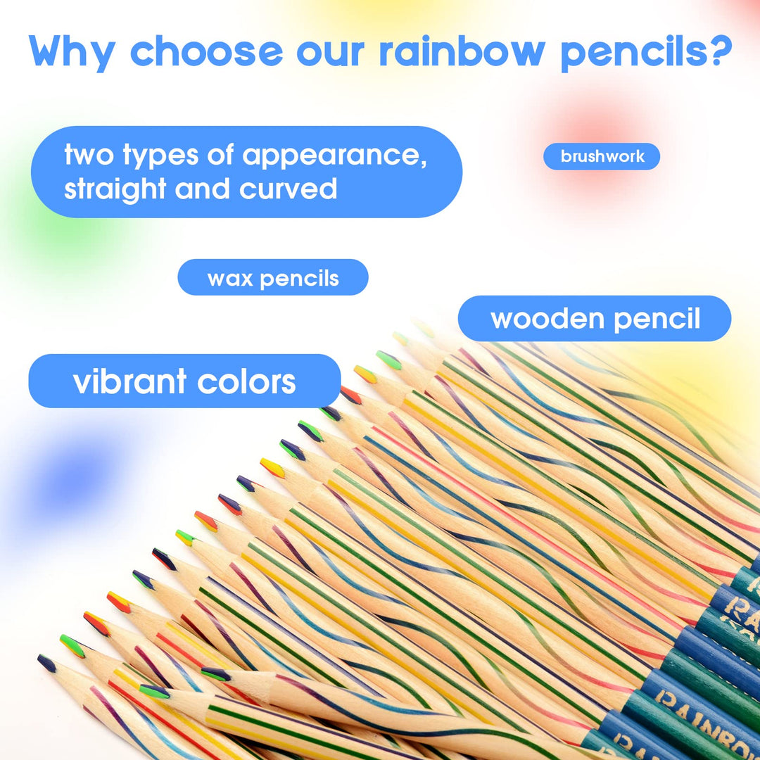 30 Pieces Rainbow Pencils for Kids, 4 in 1 Rainbow Colored Pencils, Stocking Stuffers for Kids, Christmas Gifts, Party Favors, Pre-sharpened
