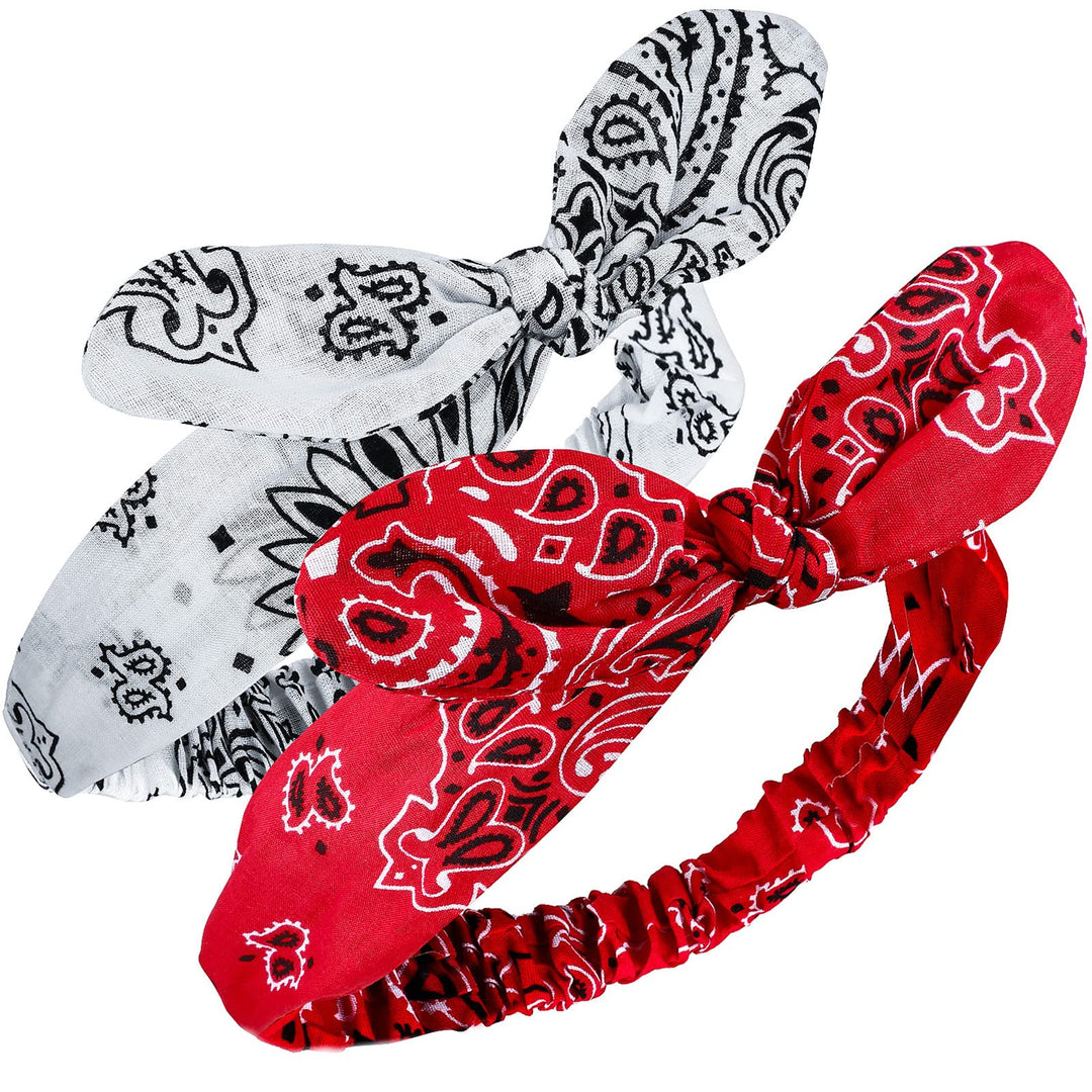 Bandana Knot Headbands Retro Print Headbands Paisley Print Headband Headwrap for Girls and Women (Style B