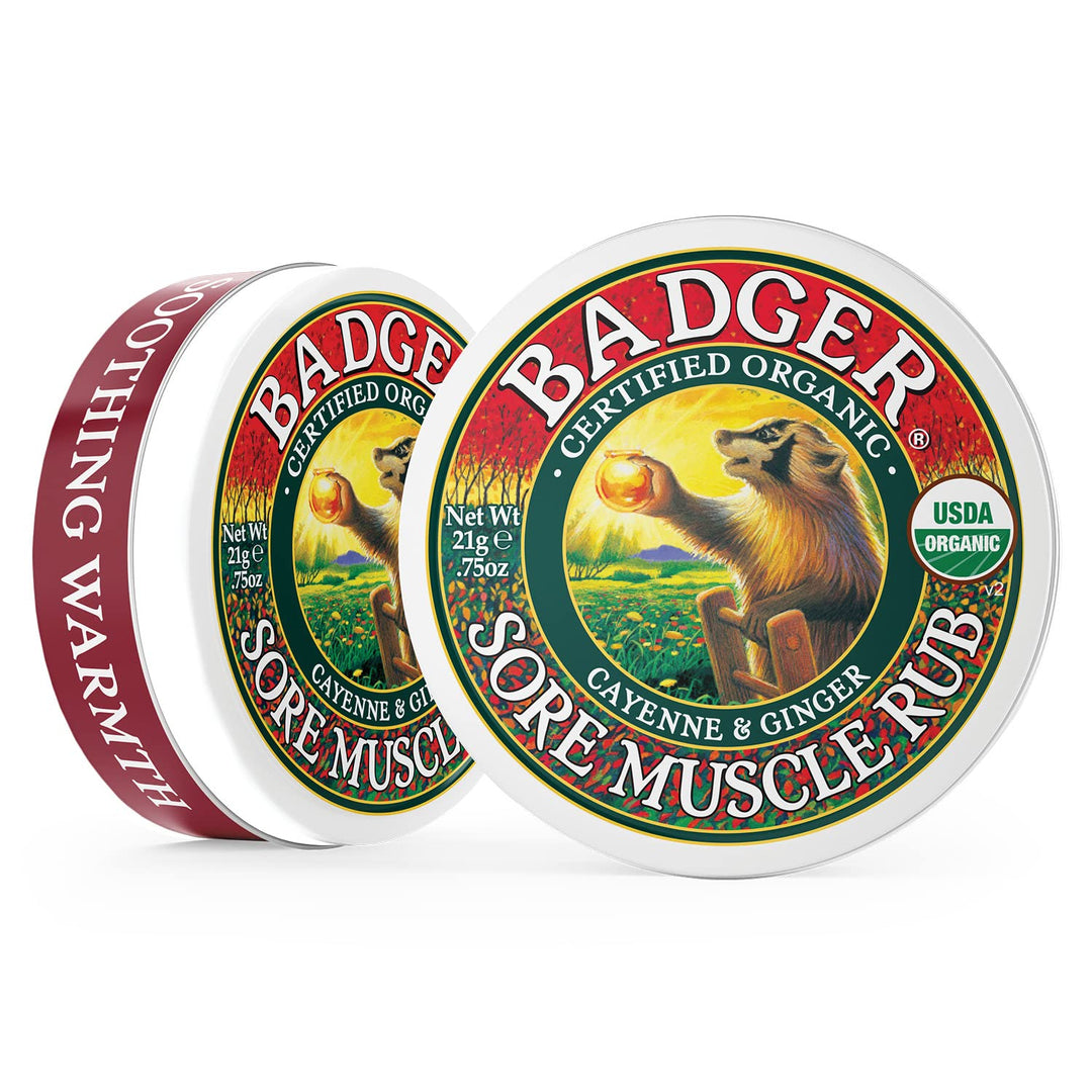 Badger Muscle Rub Balm Certified Organic Cayenne &amp; Ginger Soothes &amp; Relaxes 0.75oz
