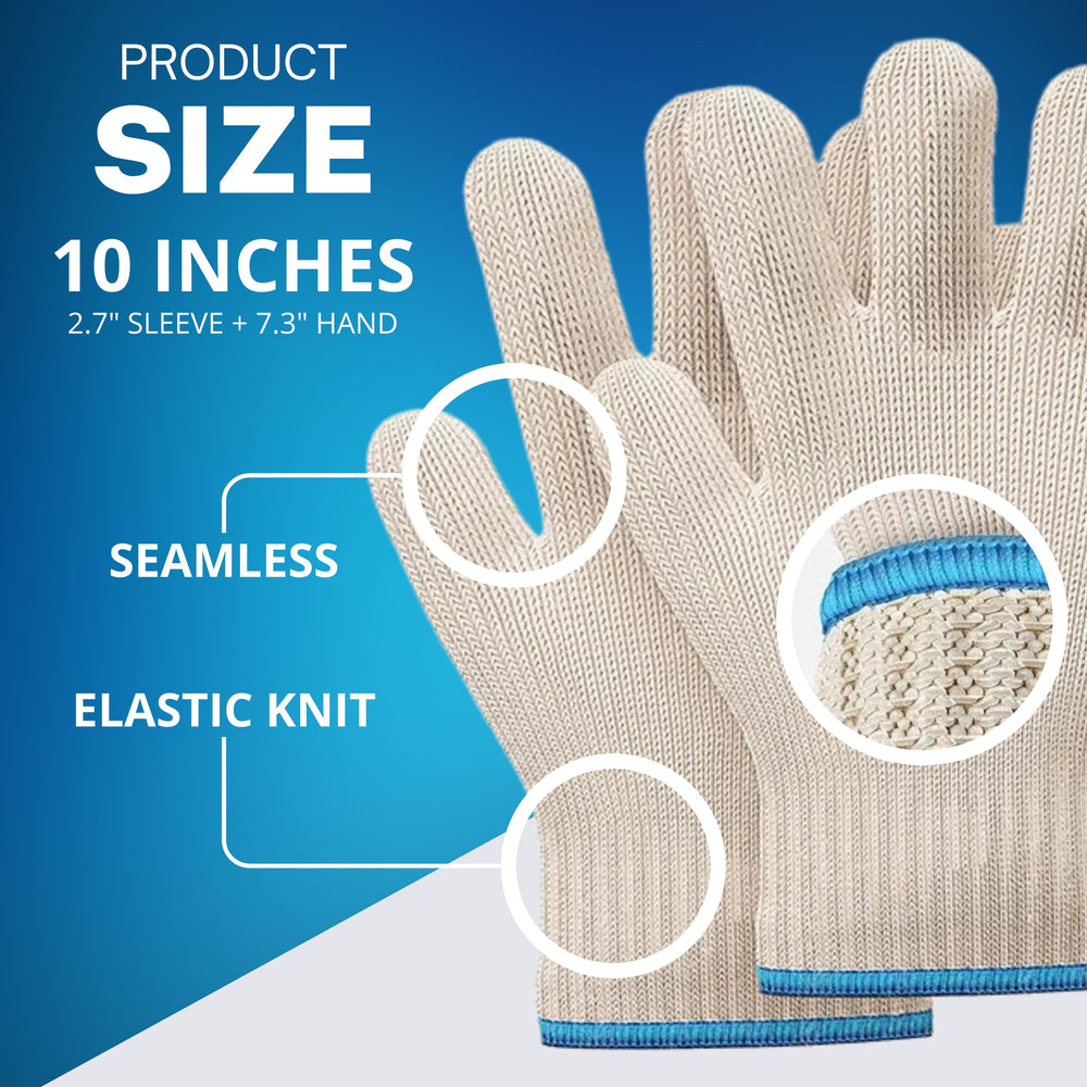 Set 9 1 Pair Heat Resistant Gloves Oven Gloves Heat Resistant BBQ Gloves for Grilling Heat Resistant Cooking Heat Resistant Gloves Kitchen Heat Gloves High Temp Grill Gloves with Silicone (White)