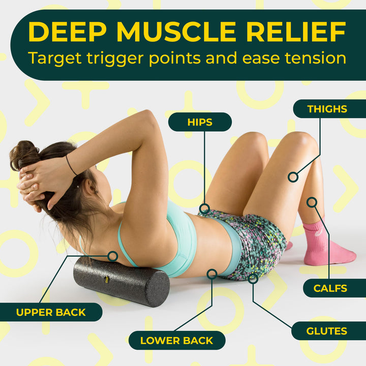 Firm Density, Hard Foam Roller - Travel Size Back Roller Foam for Back Pain, Legs, Shoulders - Exercise Roller Foam - Deep Tissue Massage Roller - Yoga Roller for Myofascial Release
