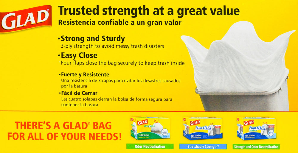 Glad 13 Gal. Quick Tie Tall Kitchen Bags 15 ct