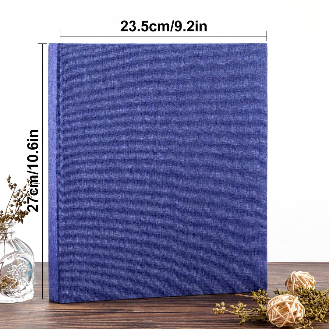 Photo Album 8x10 100 2 Packs, Linen Hard Cover Acid Free Slip Slide in Photo Albums Sleeves Holds 100 Top Load Vertical Only 8x10 Pictures (Blue)