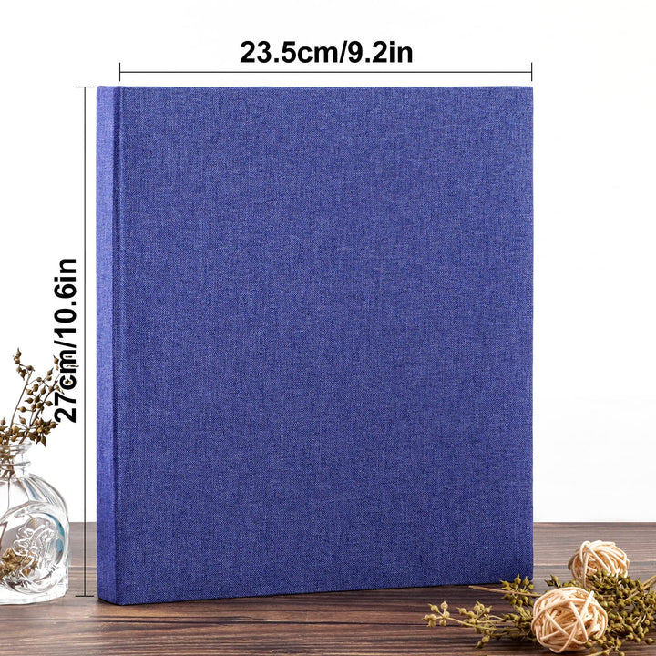 Photo Album 8x10 100 2 Packs, Linen Hard Cover Acid Free Slip Slide in Photo Albums Sleeves Holds 100 Top Load Vertical Only 8x10 Pictures (Blue)