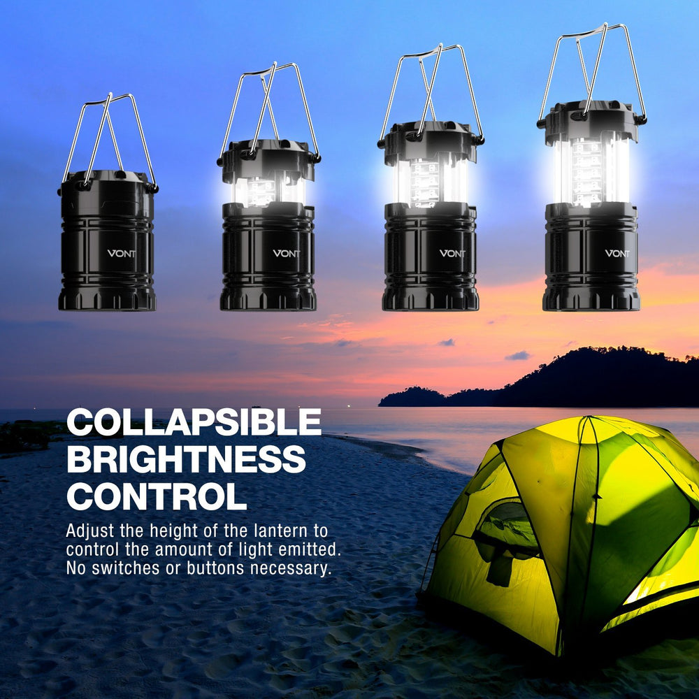 2 Pack LED Camping Lantern, Super Bright Portable Survival Lanterns, Must Have During Hurricane, Emergency, Storms, Outages, Original Collapsible Camping Lights/Lamp (Batteries Included)