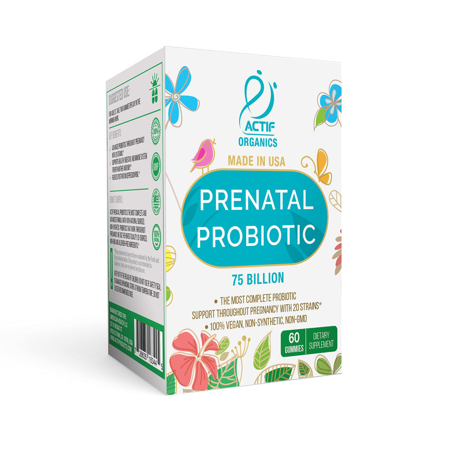Prenatal Probiotic Maximum Strength with 75 Billion CFU and 20 Strains, Immunity and Gut Support, Zero Nausea Formula - Made in The USA, 60 Gummies, Strawberry Flavor