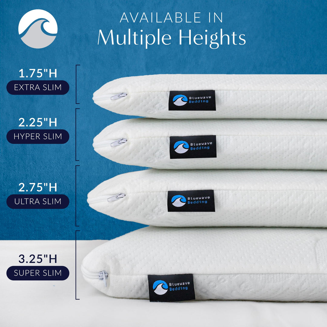 Super Slim Gel Memory Foam Pillow for Stomach and Back Sleepers - Thin, Flat Design for Cervical Neck Alignment and Deeper Sleep (3.25-Inches Height, Standard Size)