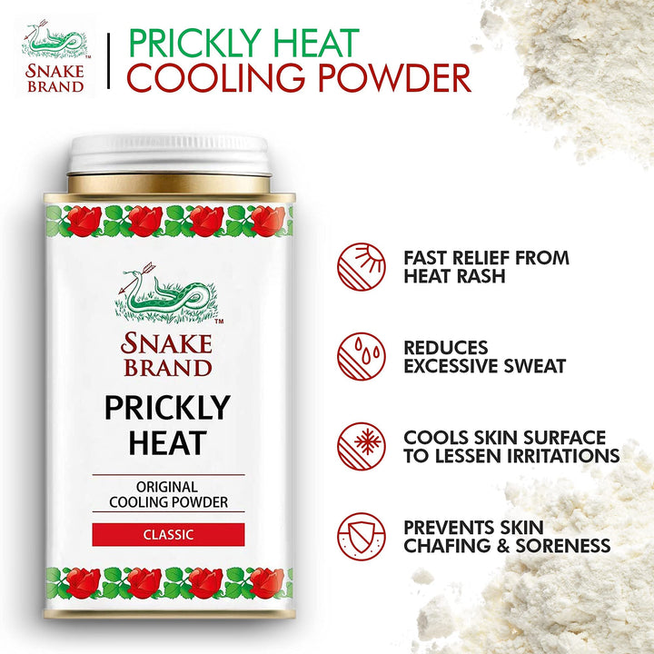 Snake Brand Prickly Heat Cooling Talcum Powder | For He
