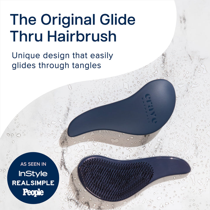 Glide Thru Detangling Brush - Detangler Brush for Natural, Curly, Straight, Wet and Dry Hair for Adults and Kids - Hair Brush for Little Girls, Toddlers, Teens - 7.5 x 3 inches, Blue