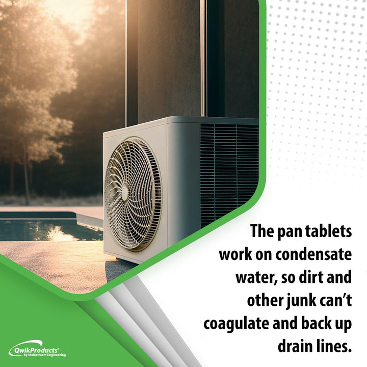 QwikTreat Condensate Pan Treatment Tablets, AC Drip Pan Tablets Air Conditioner Drain Line Cleaner, Control Odors, Overflow and Water Damage, 100 Tablets