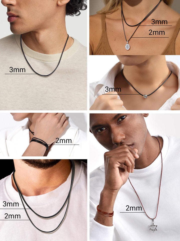 Black Necklace for Men Small Chain 28inch Long Necklaces Cord Necklace
