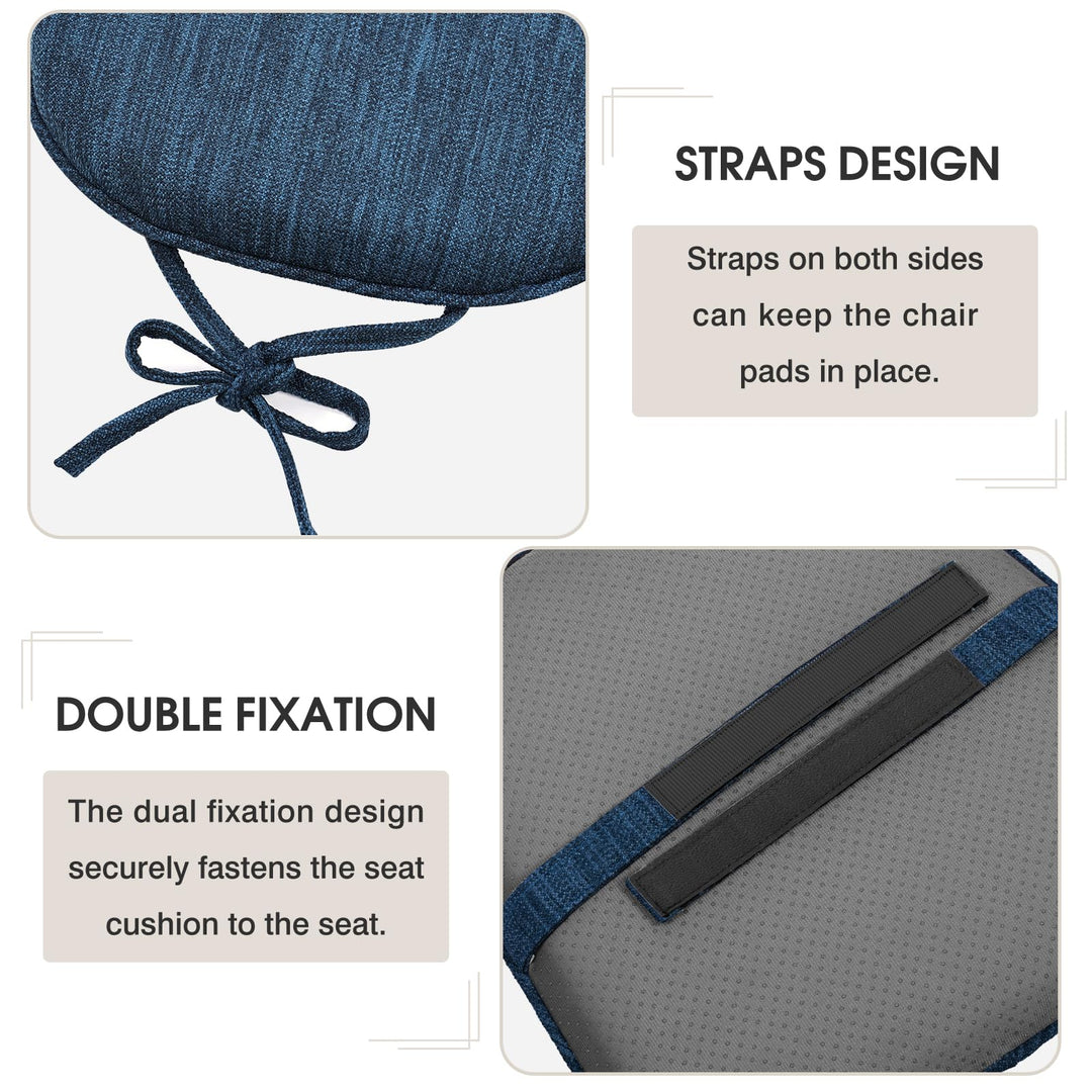14x14 Inches Metal Dining Chair Pads, Non-Slip Metal Chair Cushion Bar Stool Cushion with Ties for Metal Chairs or Bar Stools - Cushion Only (Dark Blue, 14x14x1.5in)