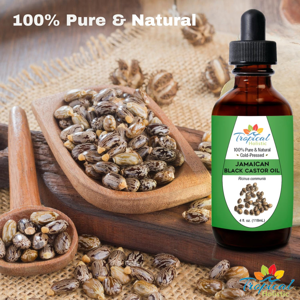 100% Pure Jamaican Black Castor Oil 4 oz - Premium Natural Black Castor Oil for Hair Growth, Beard, Eyelashes, Edges, Scalp Grease, Dandruff, and Eyebrows