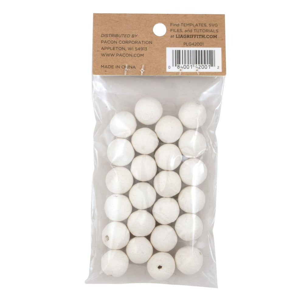 PLG42001 Cotton Spun Paper Balls, 15 mm, White 24 Count