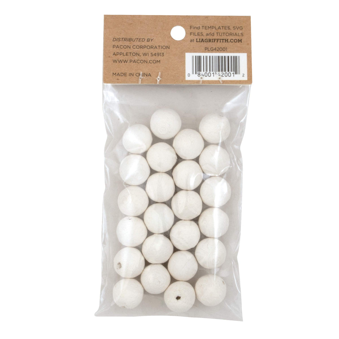 PLG42001 Cotton Spun Paper Balls, 15 mm, White 24 Count