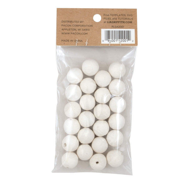 PLG42001 Cotton Spun Paper Balls, 15 mm, White 24 Count