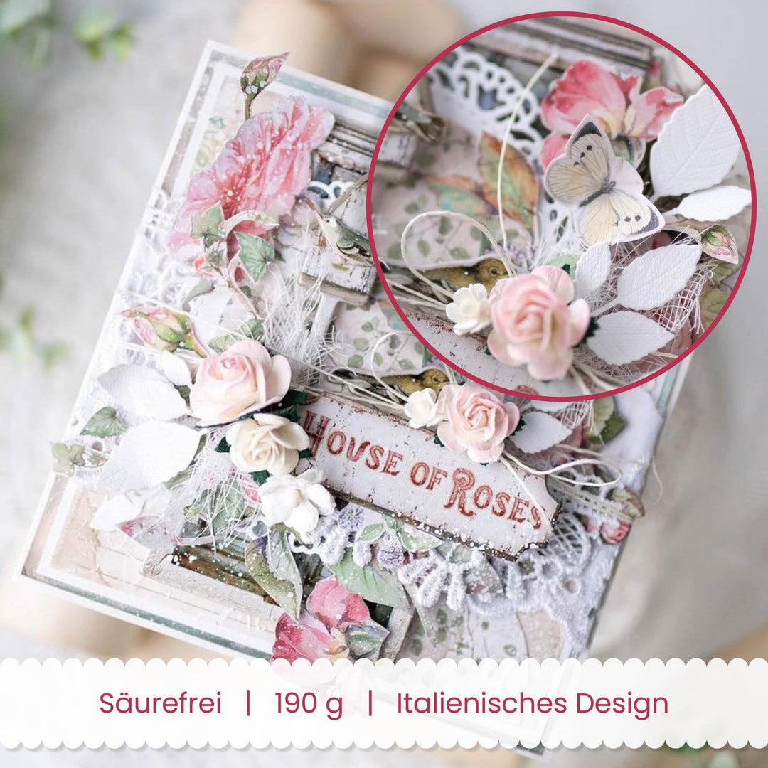 STAMPERIA INTERNATIONAL, KFT Scrapbooks Paper Pad 8X8 10PK HOUSE ROSE, 20.3 x 20.3 (8&#39;&#39; x 8&#39;&#39;), Multicoloured