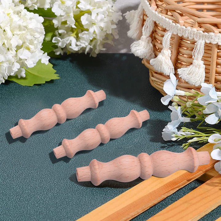 10PCS 3.4 inch Wooden Spindles Decorative Wood Spindle Unfinished Wood Craft Spindles for Furniture Woodworking Decoration