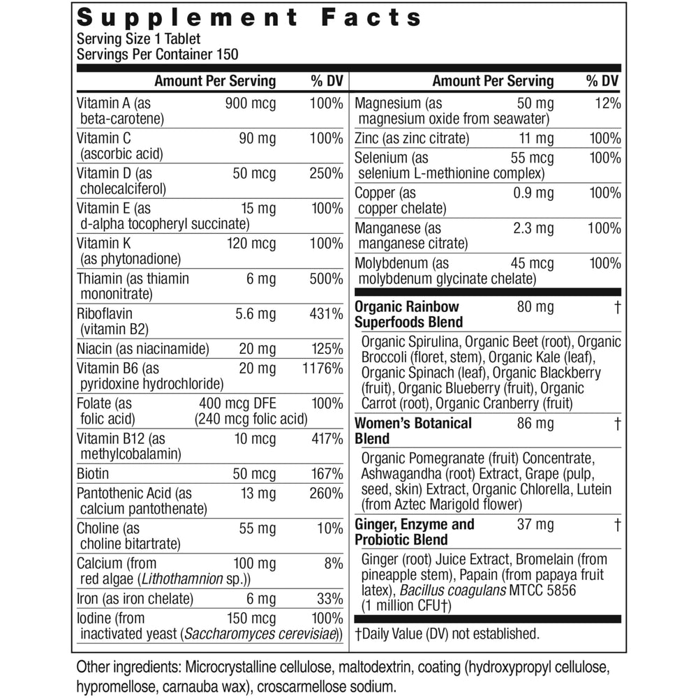 Womens One High-Potency Daily Multivitamin, Womens Multivitamin Provides High-Potency Immune Support, With Vitamin C, Biotin and Ashwagandha, Vegetarian, 150 Count