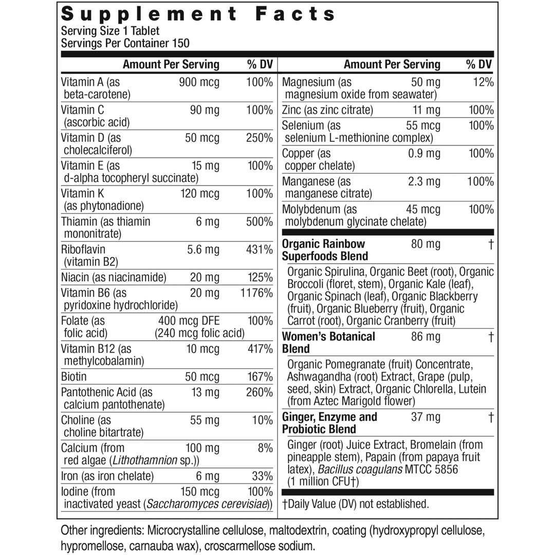 Womens One High-Potency Daily Multivitamin, Womens Multivitamin Provides High-Potency Immune Support, With Vitamin C, Biotin and Ashwagandha, Vegetarian, 150 Count