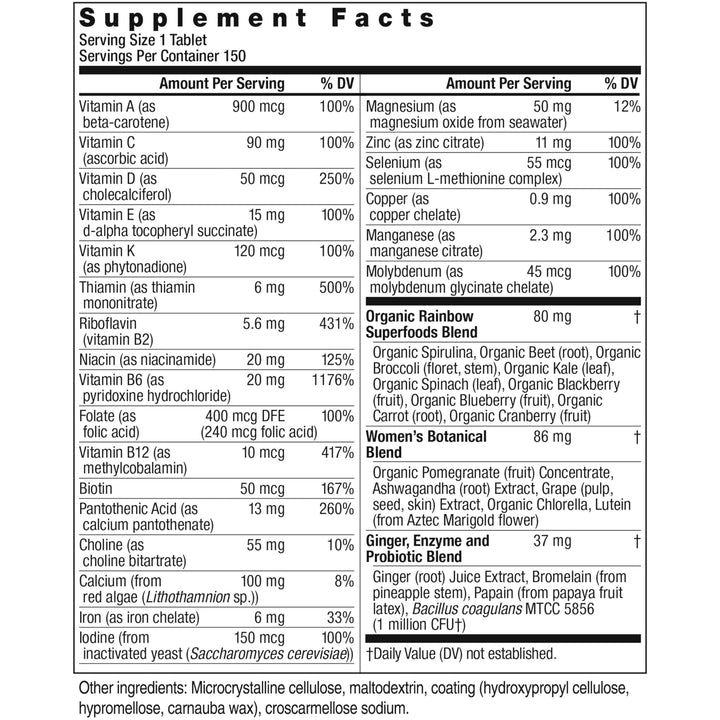Womens One High-Potency Daily Multivitamin, Womens Multivitamin Provides High-Potency Immune Support, With Vitamin C, Biotin and Ashwagandha, Vegetarian, 150 Count
