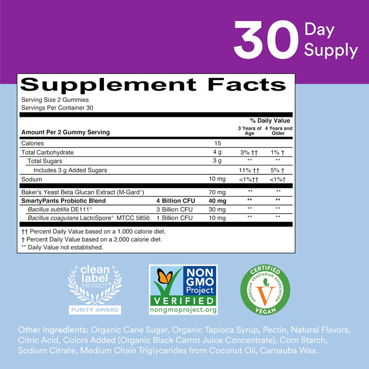 SmartyPants Kids Probiotic Immunity Gummies: Prebiotics