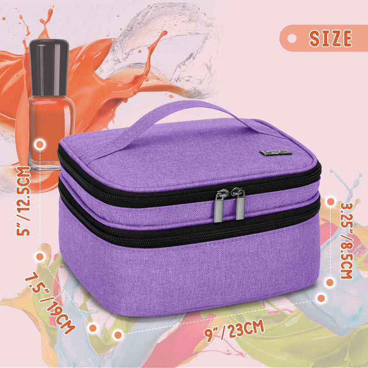 Nail Polish Carrying Case - Holds 30 Bottles (15ml - 0.5 fl.oz), Double-layer Organizer for Nail Polish and Manicure Set, Purple (Bag Only)
