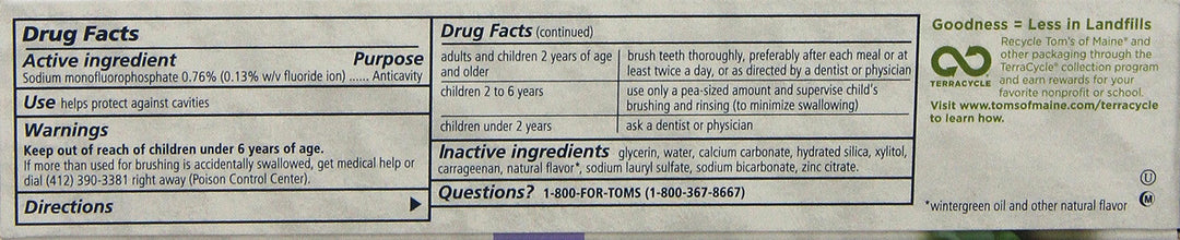 Tom&#39;s of Maine Whole Care Fluoride Toothpaste, Wintermint, 4.7 Ounce, 2 Count