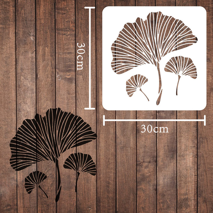 Ginkgo Leaf Stencil 11.8x11.8inch Plastic Gingko Leaves Drawing Painting Stencils Templates Sets for Painting, Baking, Crafts, Walls, Furniture
