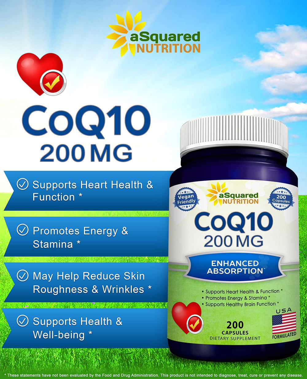 CoQ10 (200 Capsules and 200mg) - High Absorption Vegan CO Q-10 Powder - Enzyme Ubiquinone Supplement Pills, Extra Antioxidant Coenzyme Q10 Vitamin, Coq 10 Alernative to Softgels