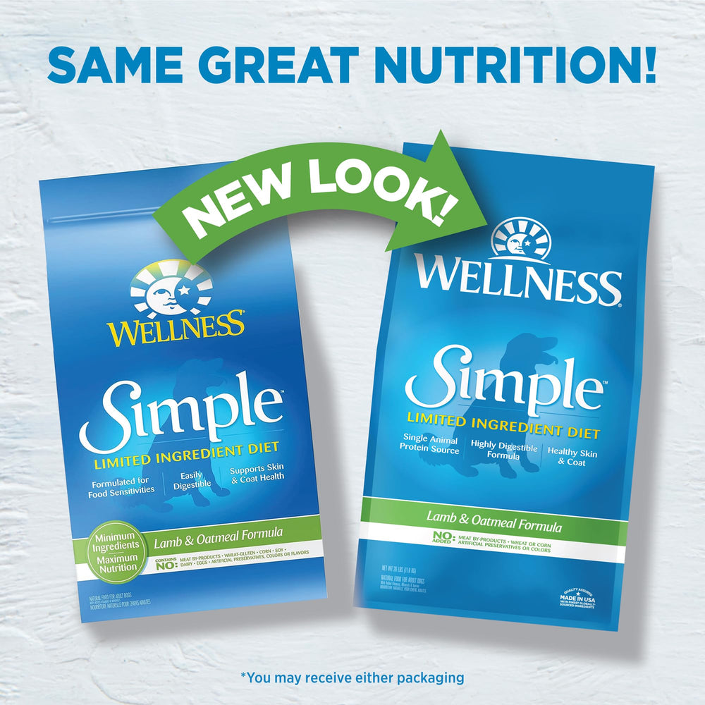 Simple Natural Limited-Ingredient Grain-Free Dry Dog Food, Easy to Digest for Sensitive Stomachs, Supports Skin & Coat (Lamb and Oatmeal, 26-Pound Bag)