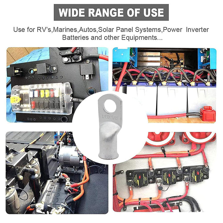 10pcs 4 Awg-1/2 Ring Marine Grade Copper Wire Lugs,with 3:1 Heat Shrink Tubing,UL Battery Cable Ends,Heavy Duty Cable Lugs,Tinned Copper Eyelets,Tubular Ring Terminals