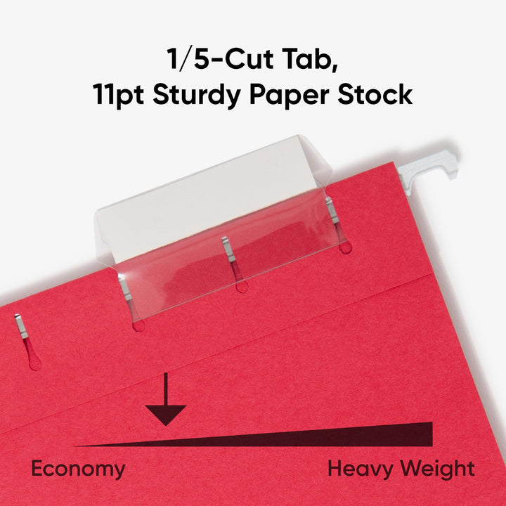 Hanging File Folders, Letter, 1/5 Cut Tab, Assorted Primary Colors, 25 Per Box (64059)