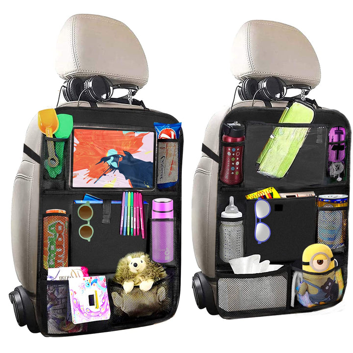 Heavy Duty Car Seat Organizer,Upgraded Backseat Car Organizer with 8 Pockets,Durable Backseat Organizer for Kids with Tablet Holder,Car Travel Accessories,Kick Mats Back Seat Protector-2 Pack